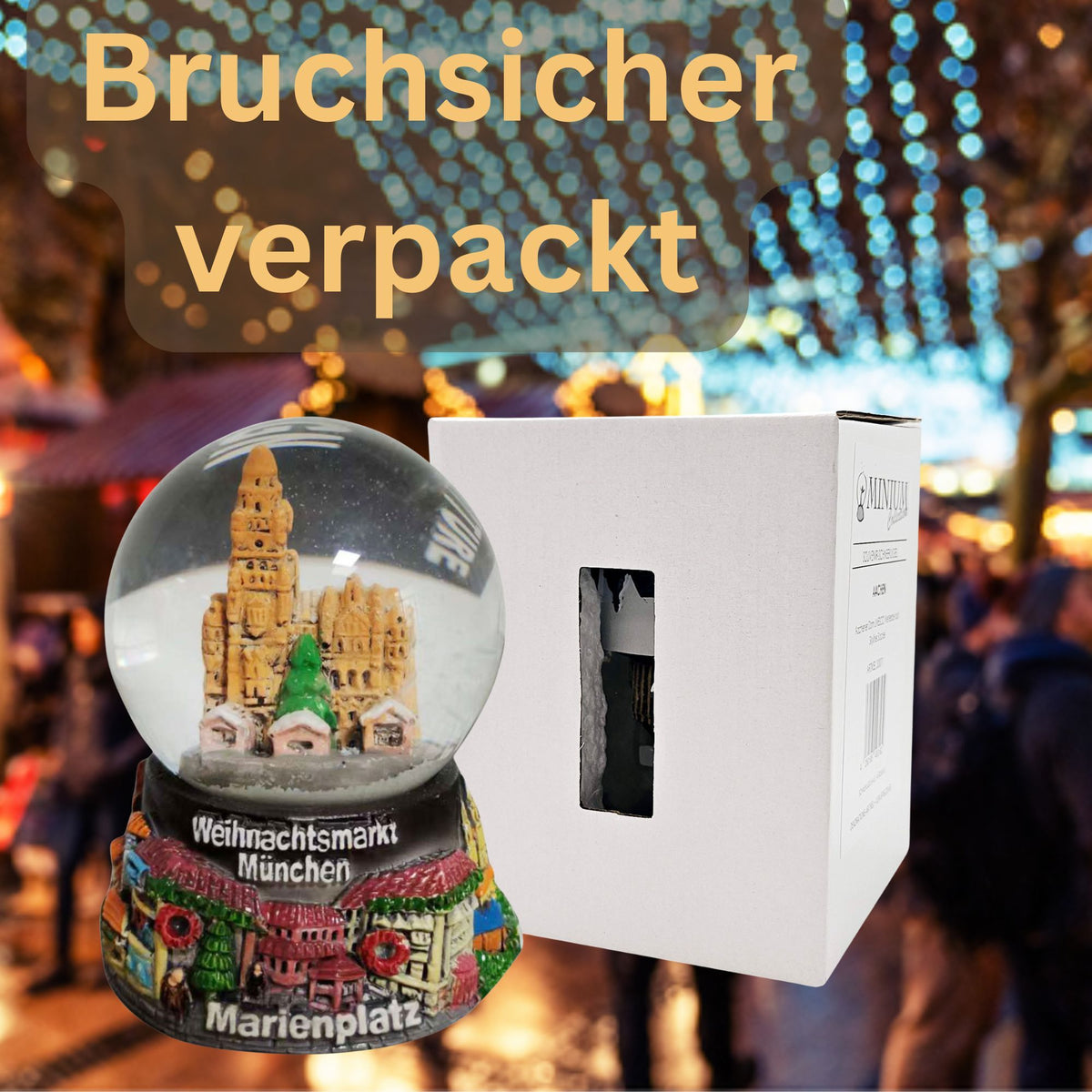 Souvenir Schneekugel Weihnachtsmarkt Dresden Frauenkirche B: 6,5 H: 8,5