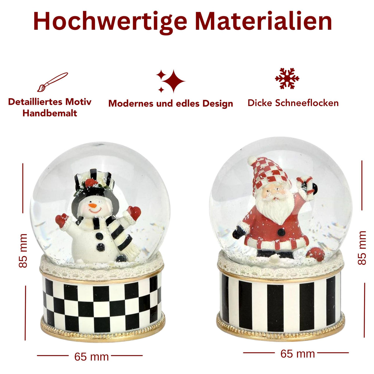 Art-Deco-Paket klein - 4 Nostalgie Schneekugeln in einer Größe