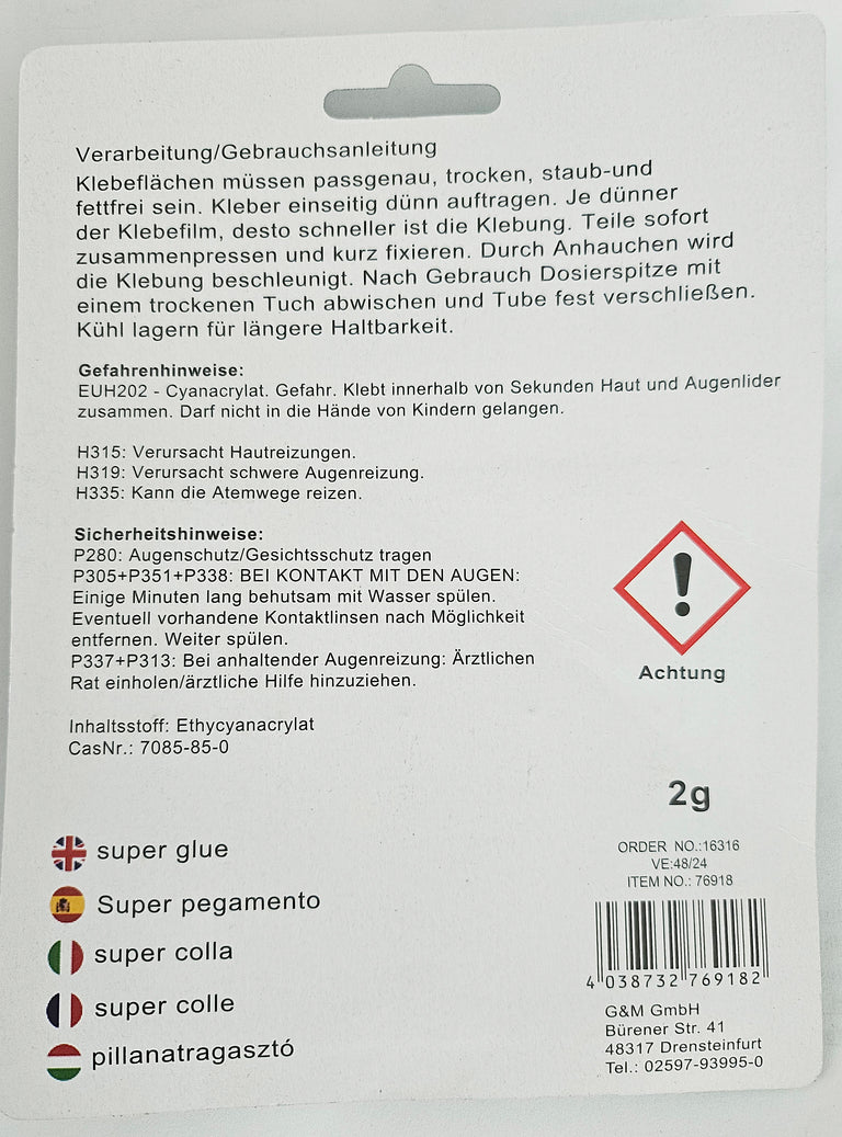 Sekundenkleber für das Ankleben von Figuren