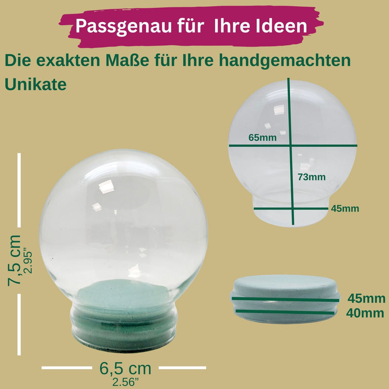 DIY-Reparatur-Komplettset für Glas-Schneekugel 65 x 73 mm mit Schnee, Kleber, Sekundenkleber und Fertigmischung Glitzer (Kopie) - Schneekugelhaus