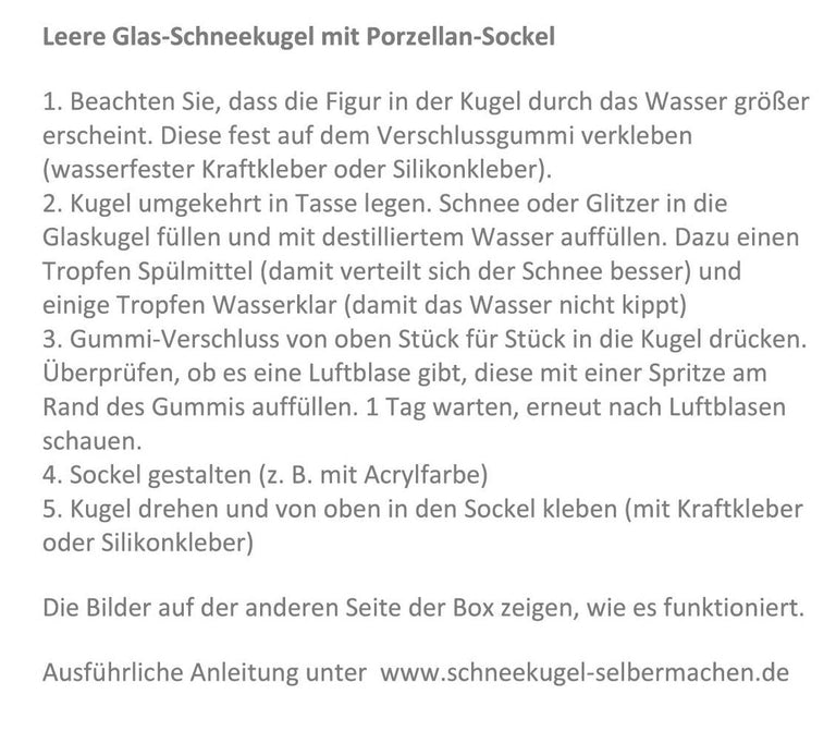 100mm DIY Schneekugel Bastelset weiß - Set aus Bastelglas und Sockel weiß - Schneekugelhaus